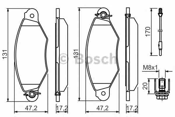 Комплект тормозных колодок, дисковый тормоз BOSCH 0 986 424 455 Гальмівні колодки дискові Арт. 390964