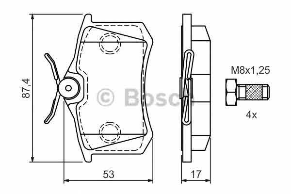 Комплект тормозных колодок, дисковый тормоз BOSCH 0 986 424 751 Гальмівні колодки дискові Арт. 391072