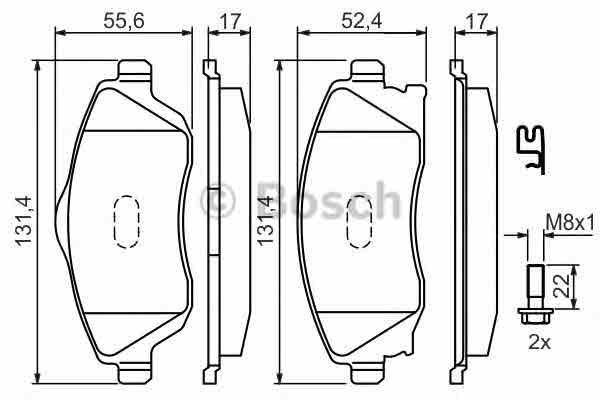 Комплект тормозных колодок, дисковый тормоз BOSCH 0 986 424 527 Гальмівні колодки дискові Арт. 390987