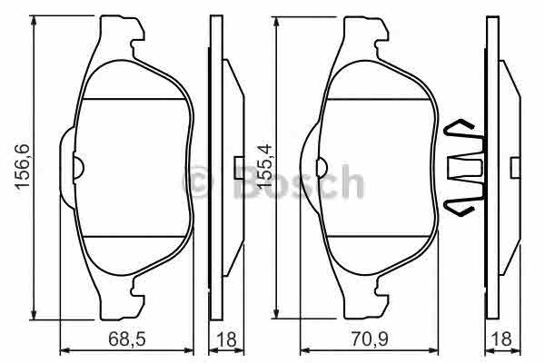 Комплект тормозных колодок, дисковый тормоз BOSCH 0 986 424 616 Гальмівні колодки дискові Арт. 391016