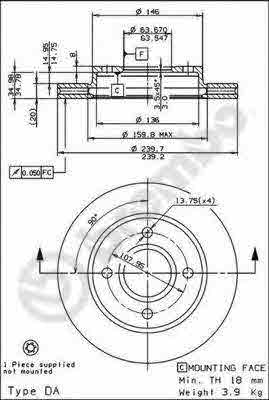 Тормозной диск BREMBO 09.6727.34 Гальмівний диск Арт. 394155
