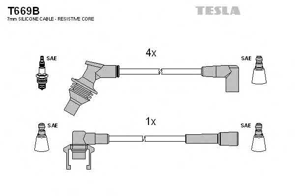 Комплект проводов зажигания TESLA T669B Комплект кабелiв запалювання Арт. 530609